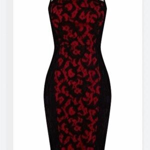 City Chic Strapless Black and Red Dress